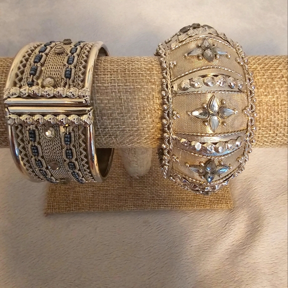 Jewelry - 2 Vintage Metal Hinge Cuff Bracelets